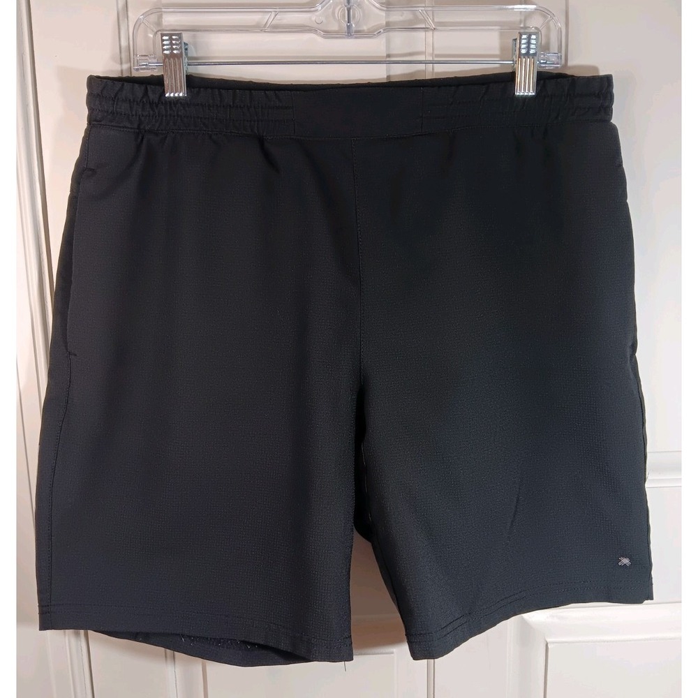 Kenneth Cole Active Shorts Mens Large Black Stretch Liner Gym Running 9in Inseam